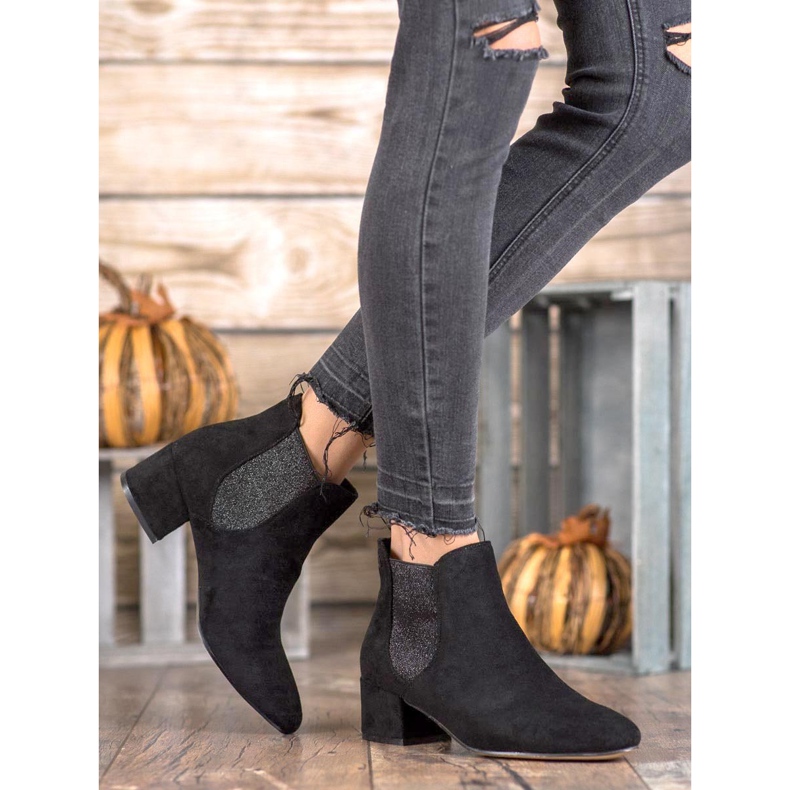 Ideal Shoes Cizme Chelsea Cu Sclipici negru 1