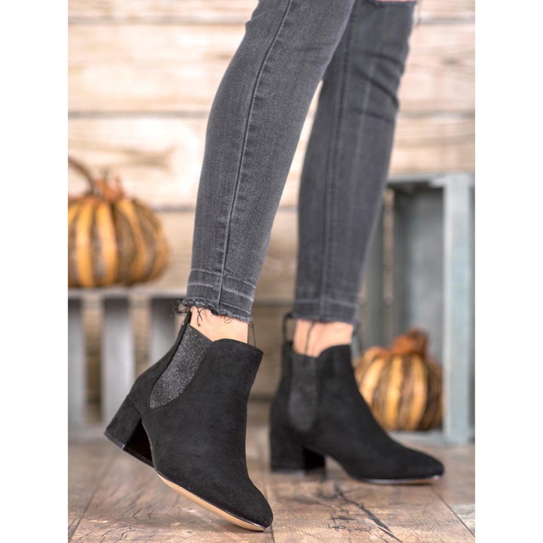 Ideal Shoes Cizme Chelsea Cu Sclipici negru 2