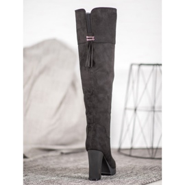 Evento Cizme cu platformă din piele de căprioară negru 2