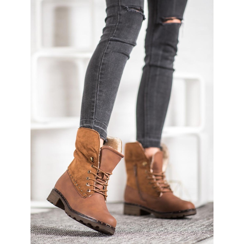 SHELOVET Cizme maro cu piele de oaie 1