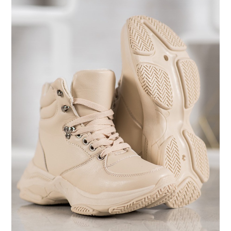 Ideal Shoes Adidași din piele ecologică maro 1