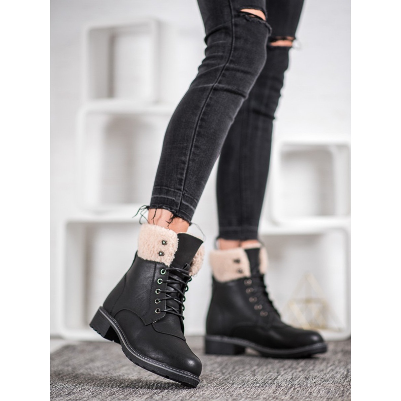 SHELOVET Trappers With Sheepskin negru 1