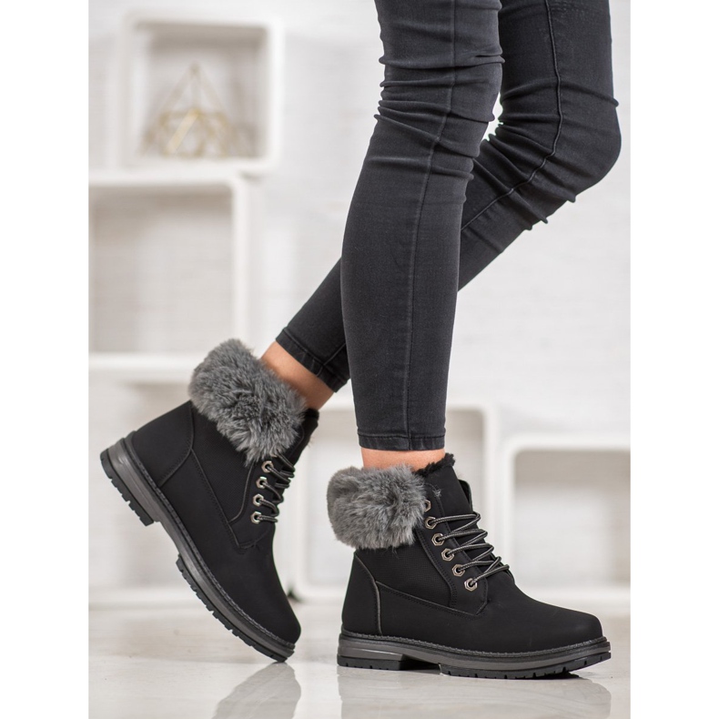 SHELOVET Trappers negri cu blană negru 1