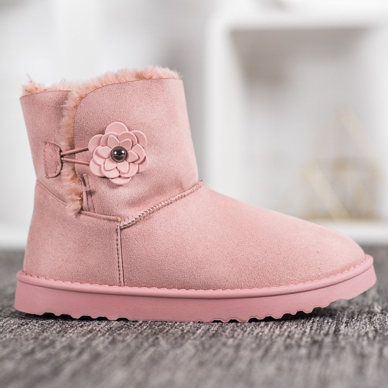 SHELOVET Mukluki cu floare roz 2