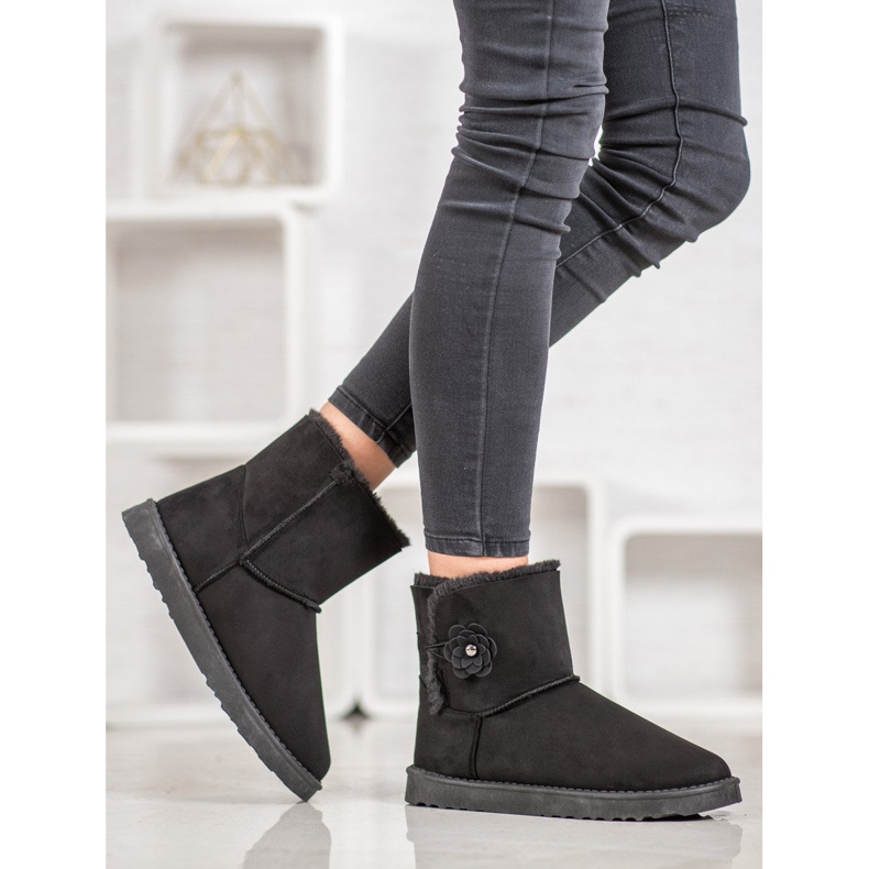 SHELOVET Mukluki cu floare negru 1