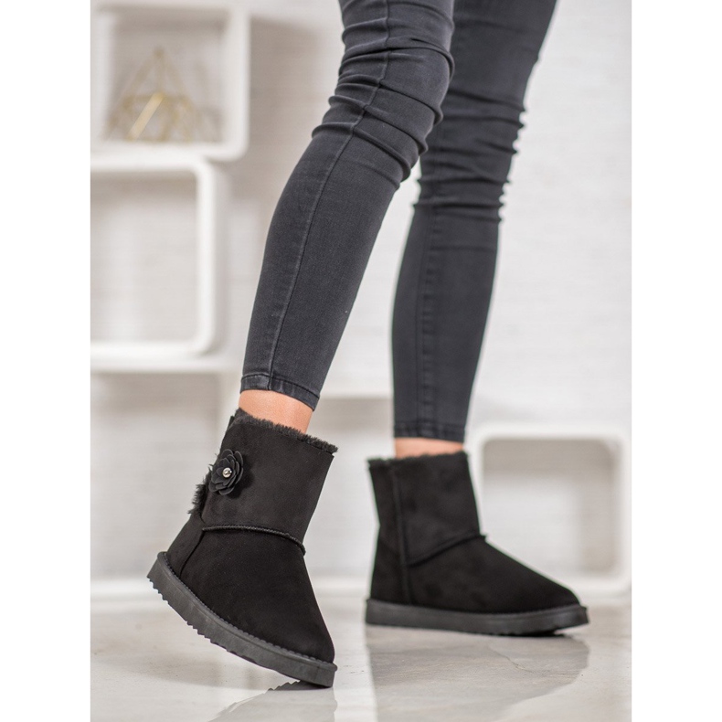 SHELOVET Mukluki cu floare negru 2