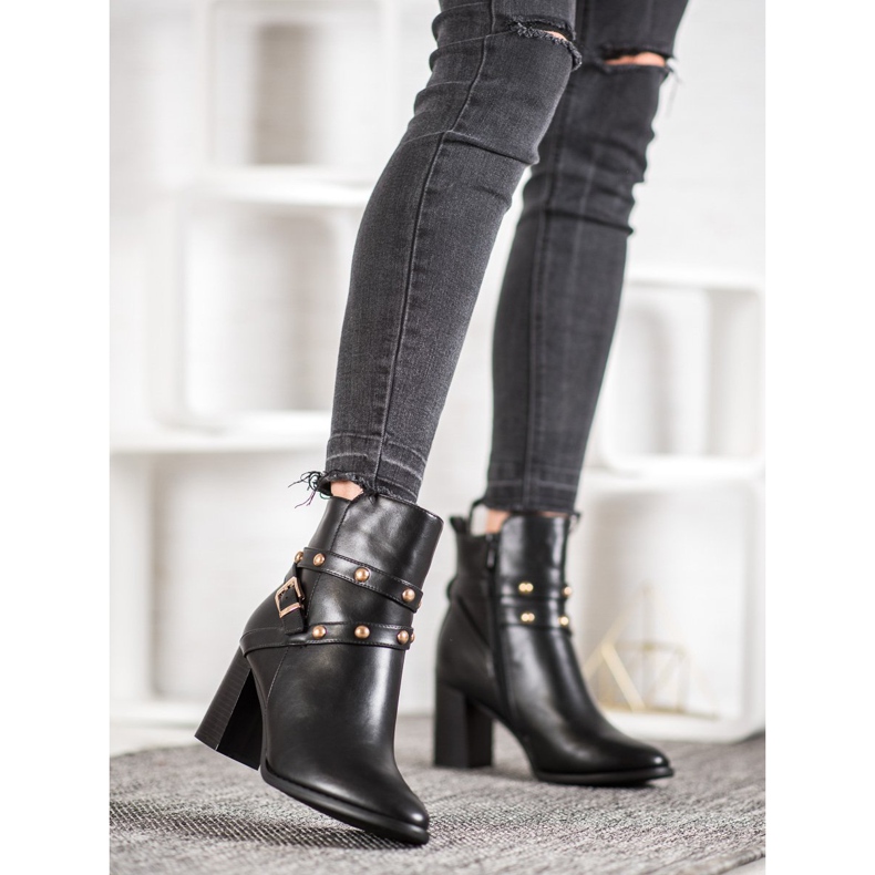 SDS Cizme pe un post cu pietre de stras negru 2