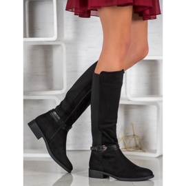 Ideal Shoes Cizme din piele de căprioară negru 1