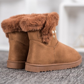 SHELOVET Ghete de zăpadă cu perle maro 2 SHELOVET Ghete de zăpadă cu perle maro 2