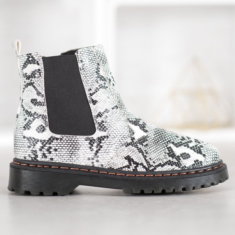 SHELOVET Cizme Chelsea pe platformă alb negru 1