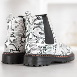 SHELOVET Cizme Chelsea pe platformă alb negru 2