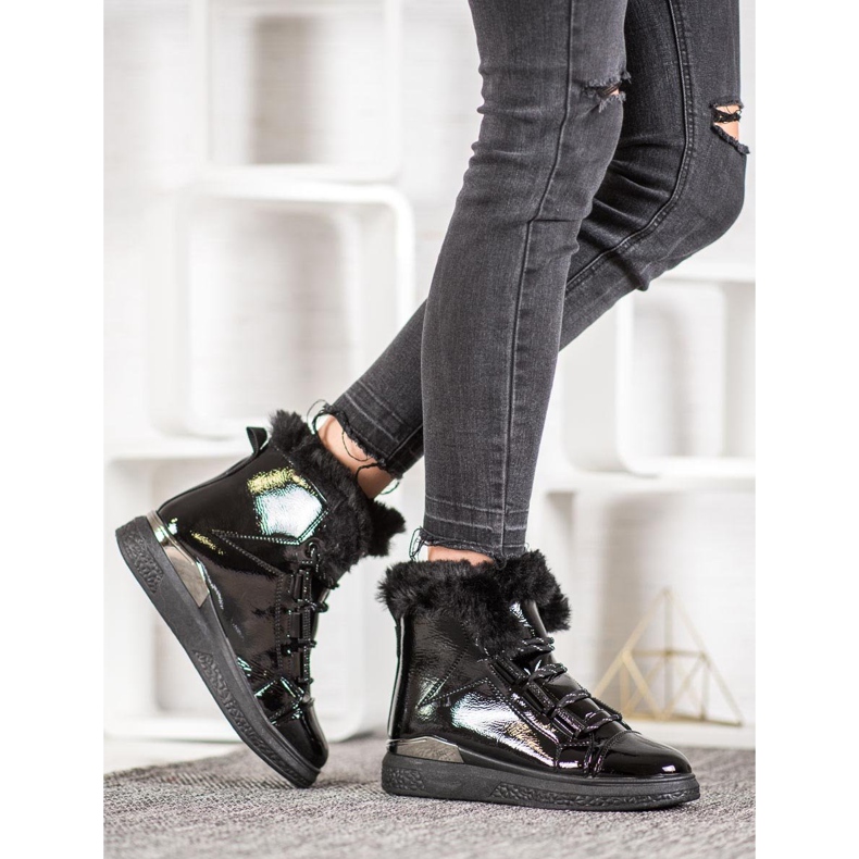 Bella Paris Ghete de zăpadă lăcuite negru 1