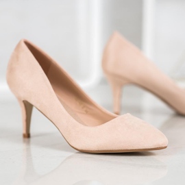 SHELOVET Pompele din piele intoarsa bej 2