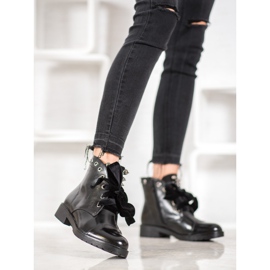 Bella Paris Cizme cu fundă decorativă negru 1