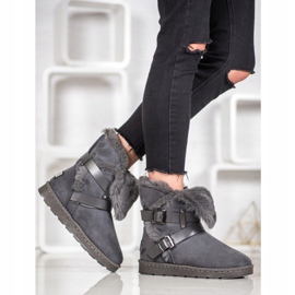 Bona Mukluki din piele de căprioară cu dungi gri 1