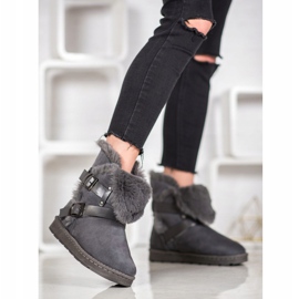 Bona Mukluki din piele de căprioară cu dungi gri 2