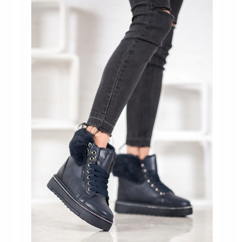 SHELOVET Ghete albastre cu blană albastru 1