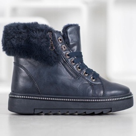 SHELOVET Ghete albastre cu blană albastru 2