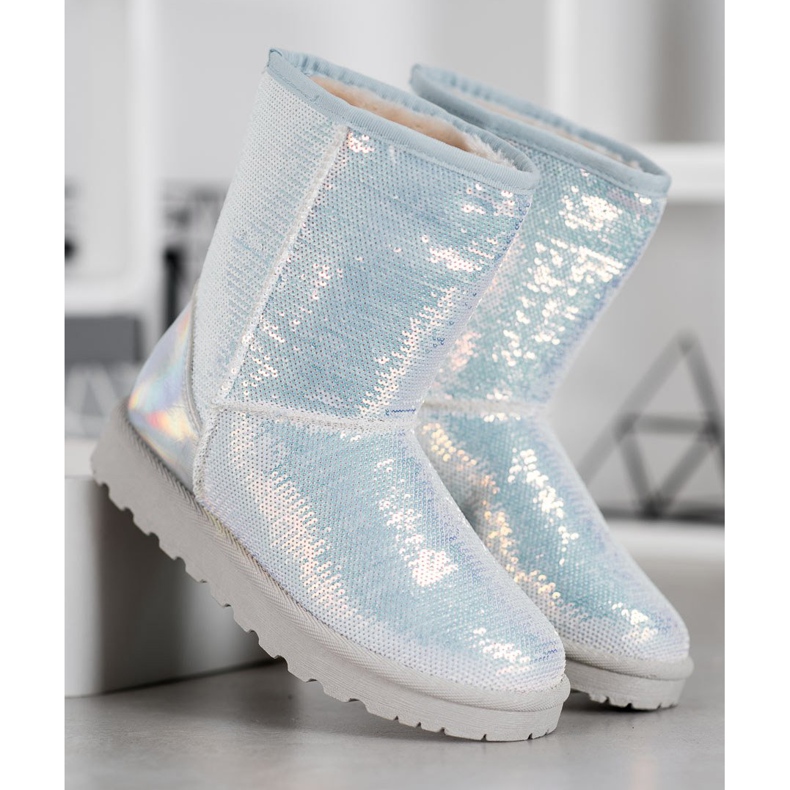 SHELOVET Mukluki Cu Paiete alb 2