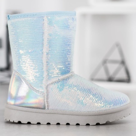 SHELOVET Mukluki Cu Paiete alb 1