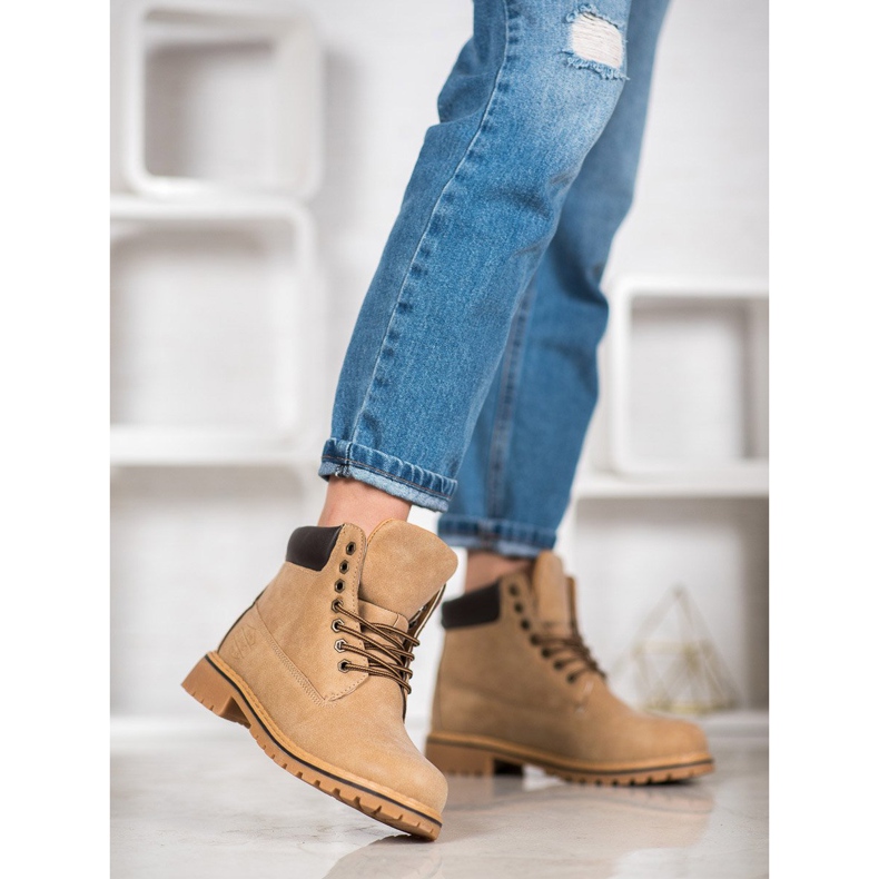 Haver Cizme de drumeție cu piele ecologică maro 1