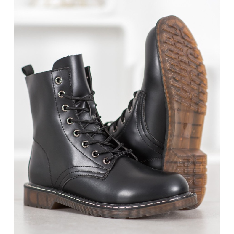 Kylie Trappere elegante cu piele ecologică negru 1