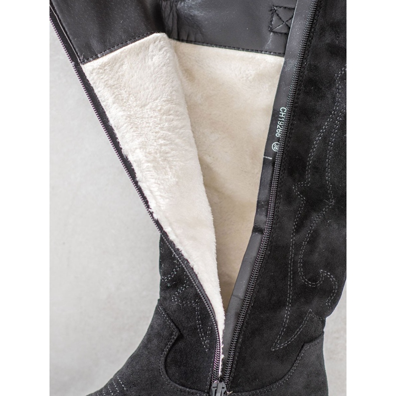 Abloom Cizme de cowboy din piele de căprioară negru 1