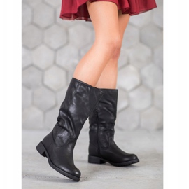 SDS Cizme confortabile cu piele ecologică negru 1