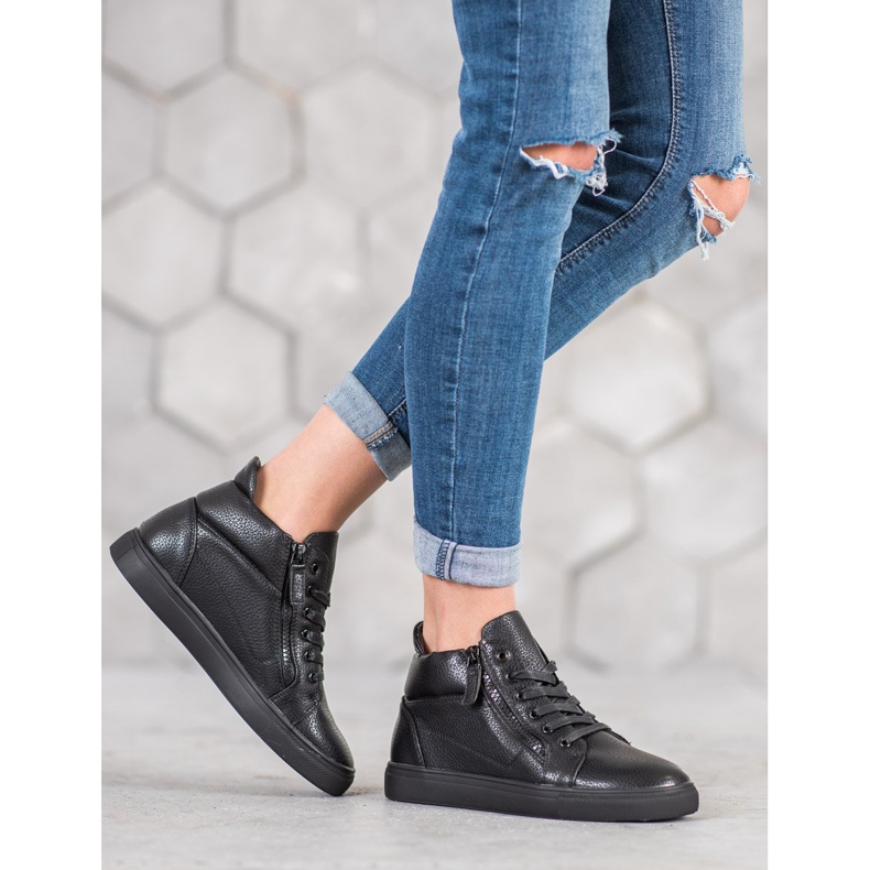 Sergio Leone Adidași negri pe platformă negru 1