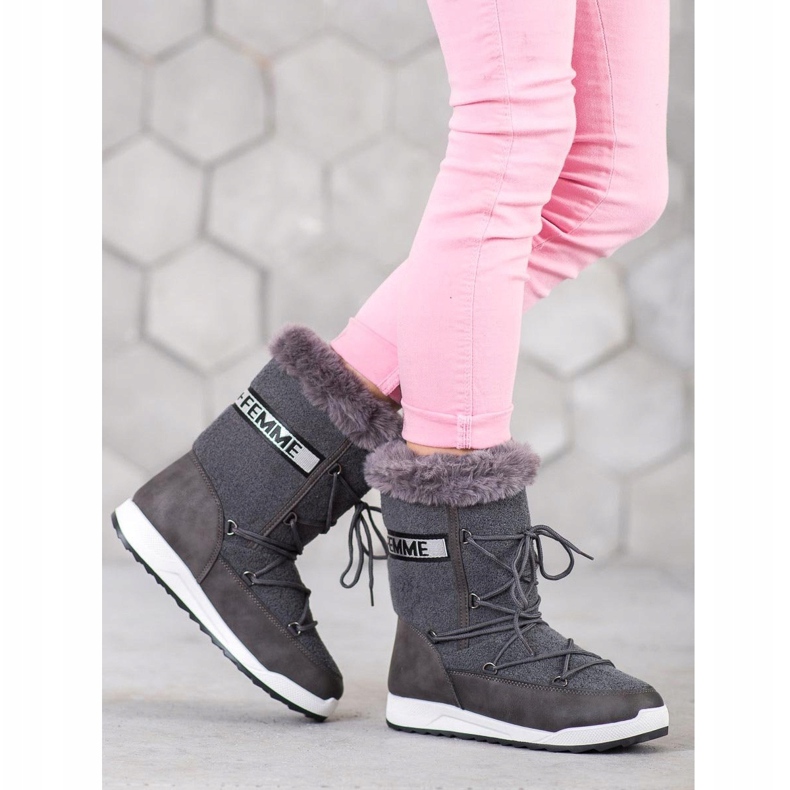 Small Swan Cizme de zăpadă la modă gri 1