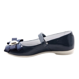 Balerine din piele pentru fete cu un arc 45418 Navy Blue Bartek albastru 2