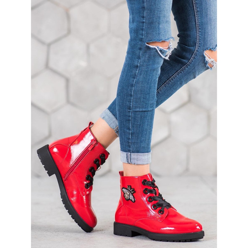 Sergio Leone Cizme cu aplicație roșu 1