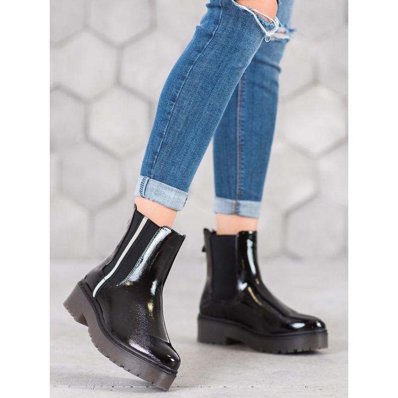 Sergio Leone Ghete Chelsea lăcuite la modă negru 1