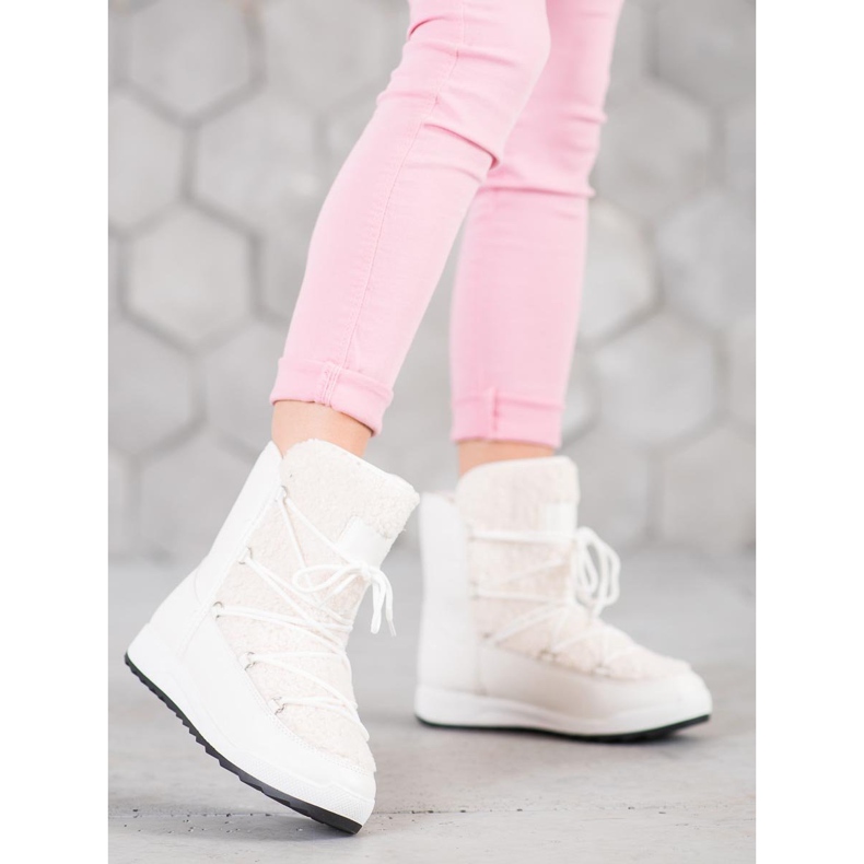 Small Swan Ghete de iarnă cu piele de oaie alb 2