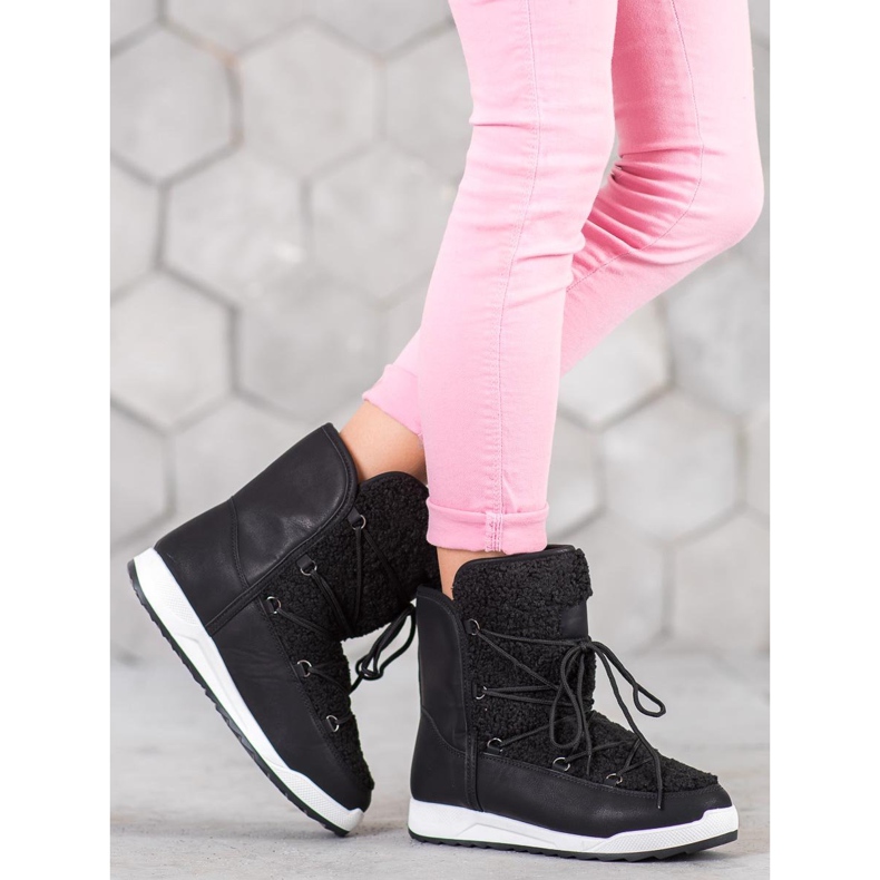 Small Swan Ghete de iarnă cu piele de oaie negru 1