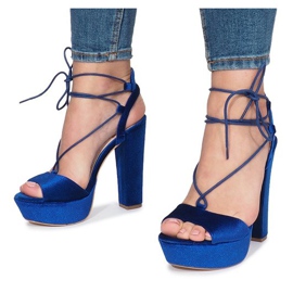 Sandale albastre pe postul făcut din Give It Up velour albastru 3