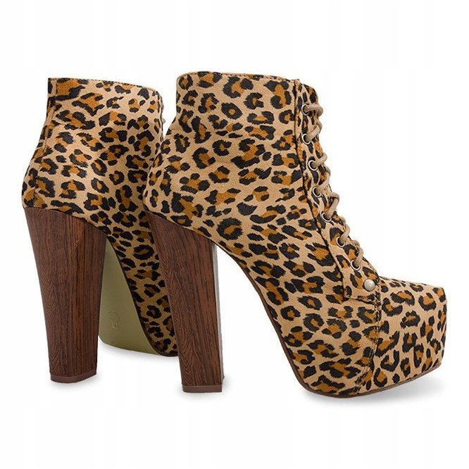 Cizme solide pe toc E347 Bej maro negru multicolor 1