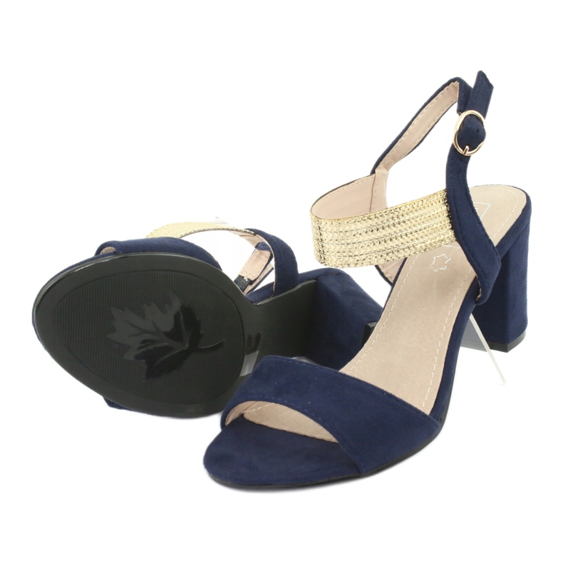 Sandale pe post de Filippo DS817 bleumarin / auriu albastru 5