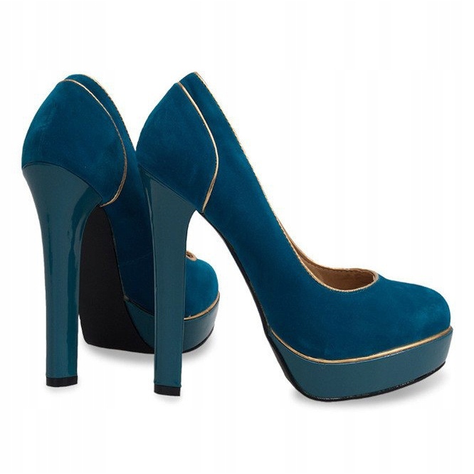 Stilete clasice pe platformă 805 Albastru verde 1