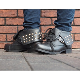 Cizme 2W1 Cu știfturi 1621 Negru 1