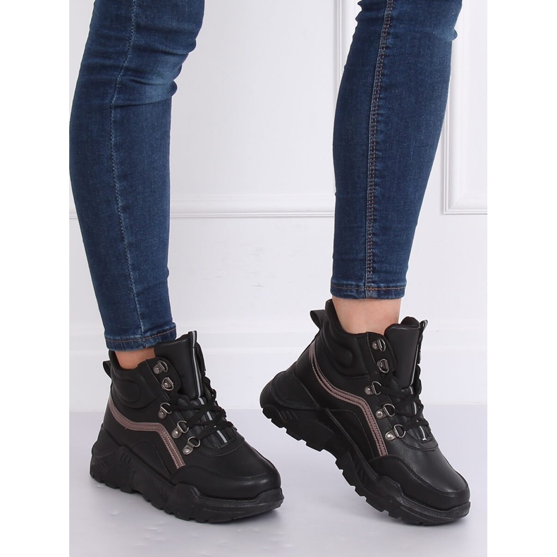 Pantofi sport negri cu glezna înaltă B0012-SP Negru 2