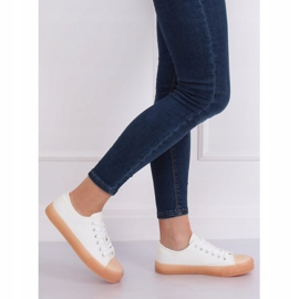 Adidași pe talpă colorată, alb și bej FG-2948 Nudepink maro 2