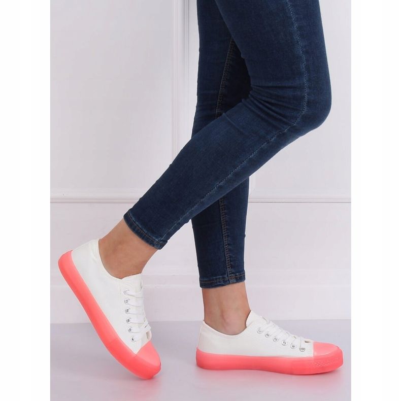 Adidași pe talpă colorată, alb și roz FG-2948 Roz 1