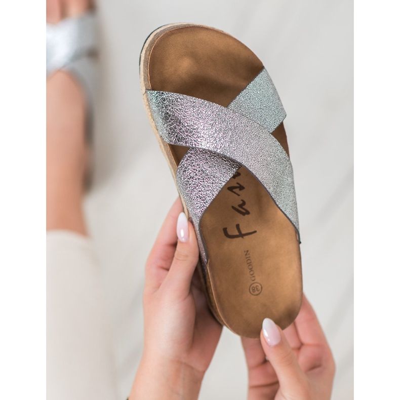 Goodin Papuci confortabili de argint gri 2