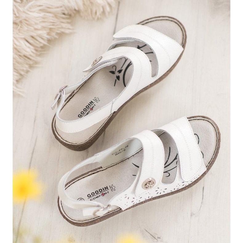 Goodin Sandale cu piele de piele alb 2