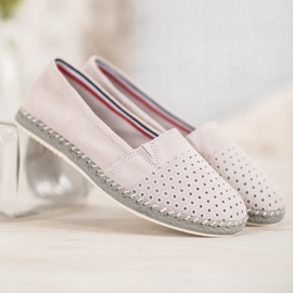 Goodin Balerină din piele ajurată gri 2