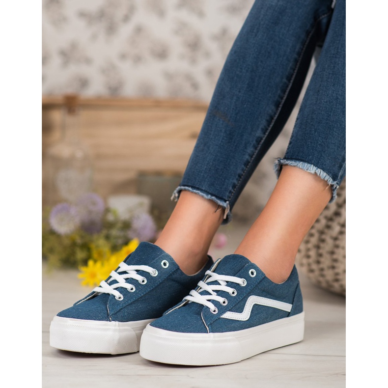 Kylie Adidași din denim la modă albastru 1 Kylie Adidași din denim la modă albastru 1