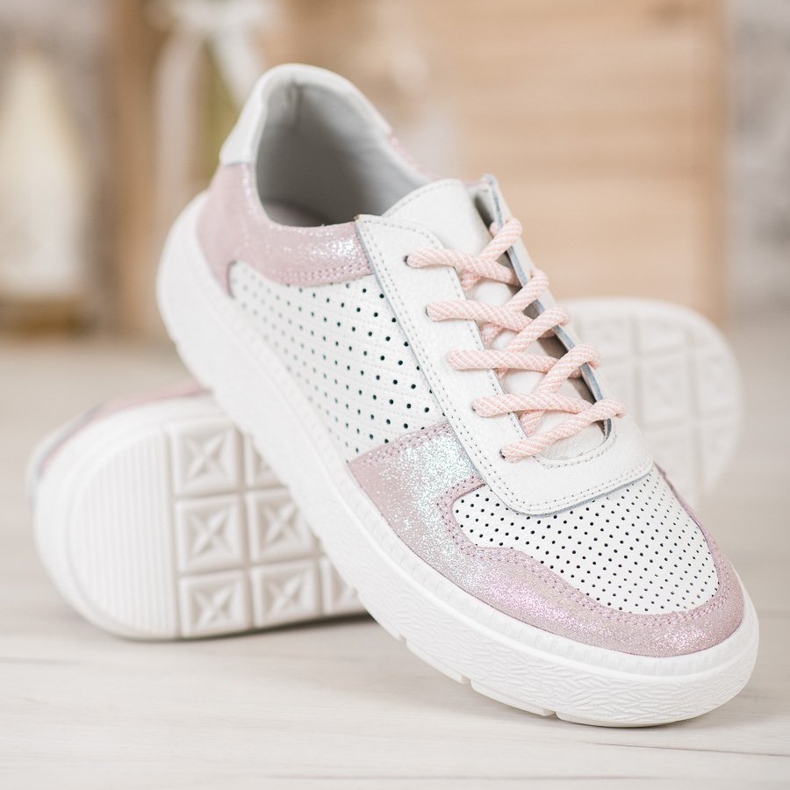 Goodin Pantofi din piele de brocart alb 1