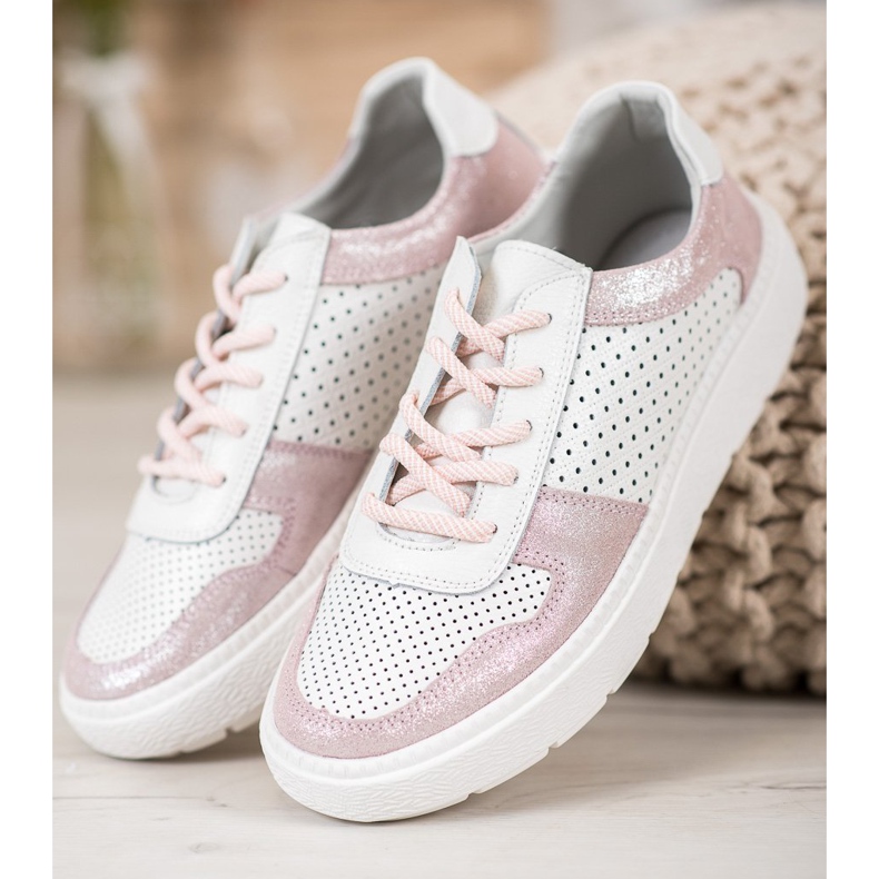 Goodin Pantofi din piele de brocart alb 2