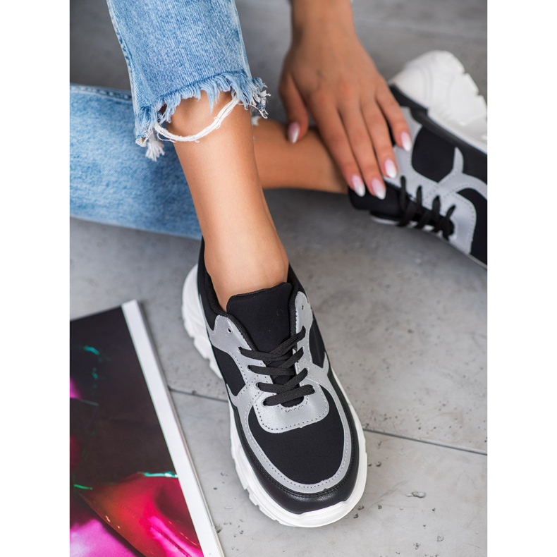 SHELOVET Adidași eleganți alb negru 1